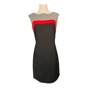 EUC Nine West black, gray & red colorblock midi dress – size 4